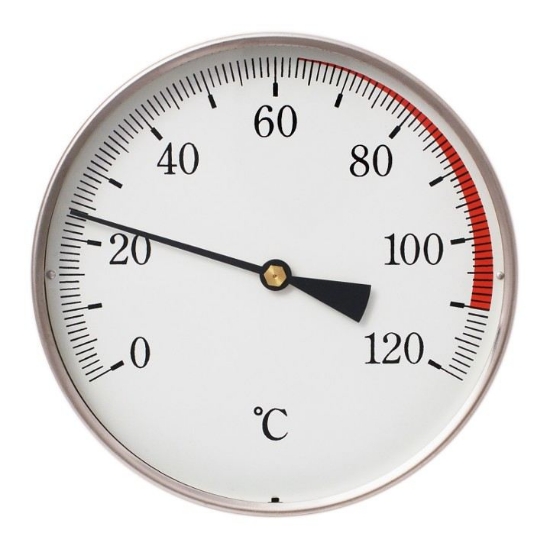 Obrázek z Teploměr DN 80, 0-120°C, zad.výv. 1/2",jím.50 mm